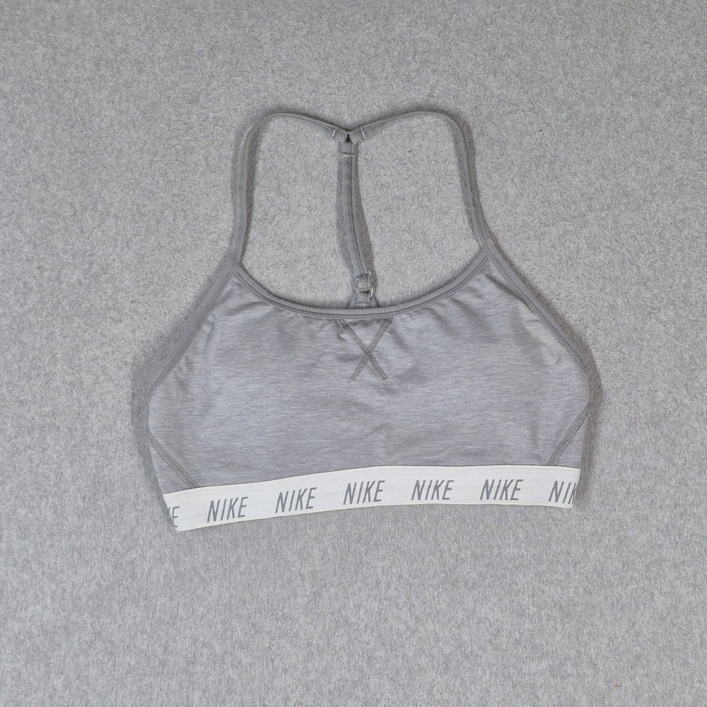 Nike Women Sports Bra Medium Gray Dri FIT Wireless Jersey Racerback Pullover